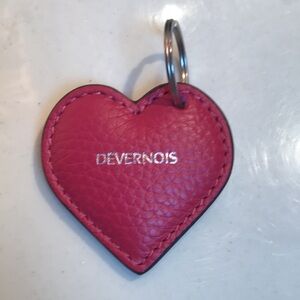 Pink leather heart key chain. New in Box. French Devernois brand. New in Box
